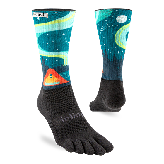 Injinji Artist Designed Men's Trail Midweight Crew Toesocks