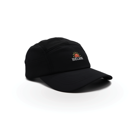 Helios Ultralight 7 Panel Firm Brim Running Cap - Black