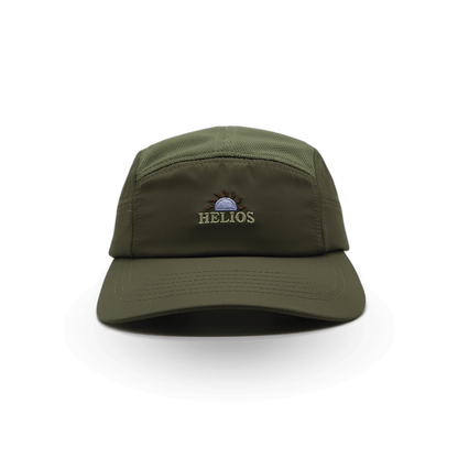 Helios Ultralight 7 Panel Firm Brim Running Cap - Olive