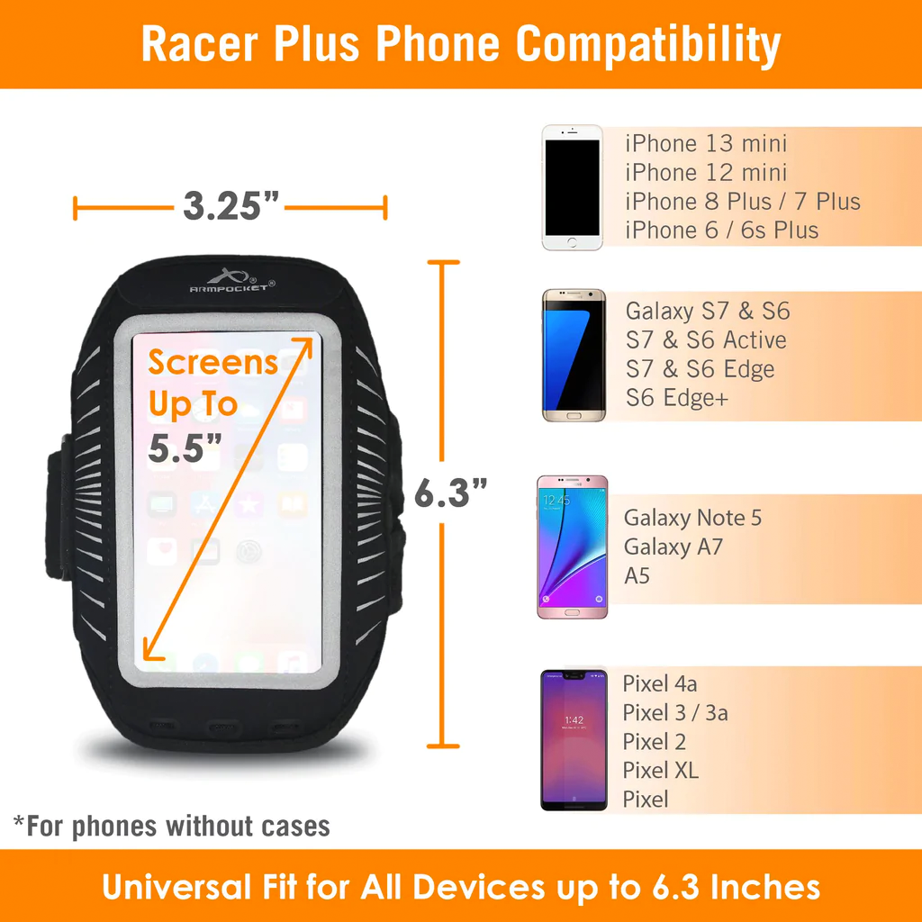 Armpocket Racer Plus thin Running Armband for iPhone, Galaxy, Pixel & More